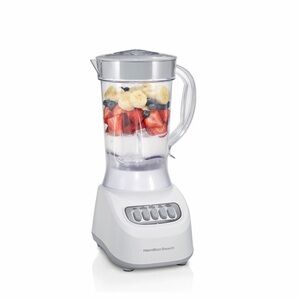 Hamilton Beach White and Clear Pitcher Blender with Silver Lid